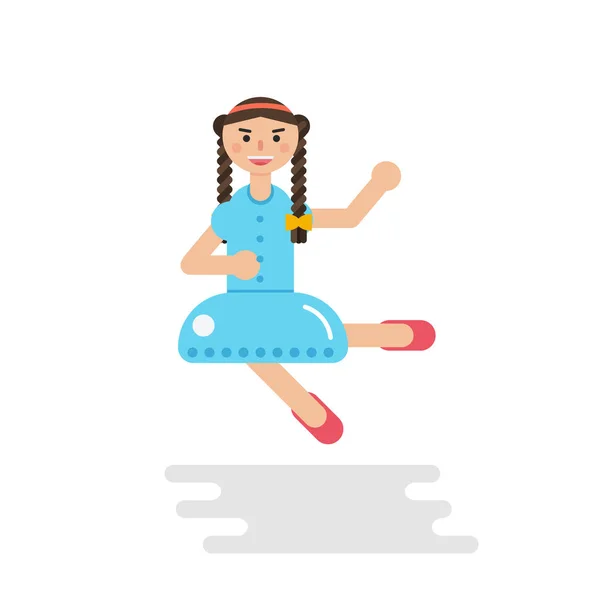 Girl with pigtails dancing — Stock Vector