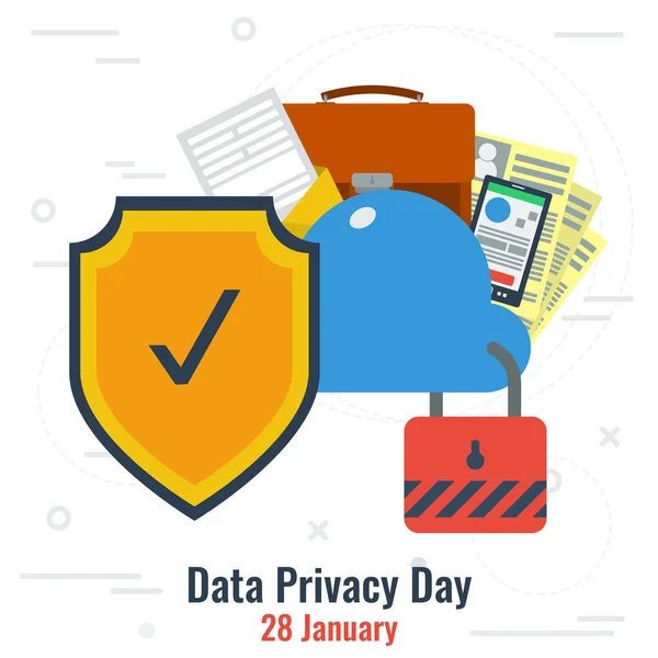 Journée de confidentialité des données et stockage Cloud sécurisé — Image vectorielle