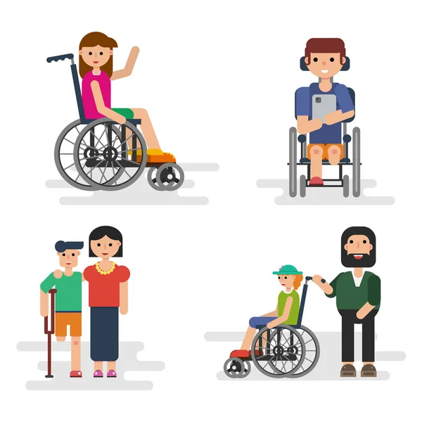 Parents avec enfants handicapés — Image vectorielle