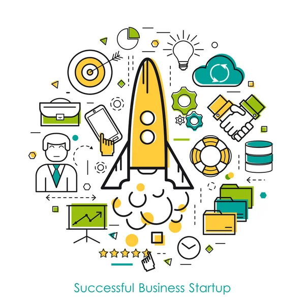 Lineart Concept Business start-up — Stockvector