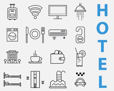 Satır simgeler - otel hizmeti kümesi