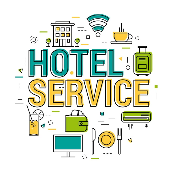 Το ξενοδοχείο υπηρεσία γράμματα - γραμμή έννοια — Διανυσματικό Αρχείο