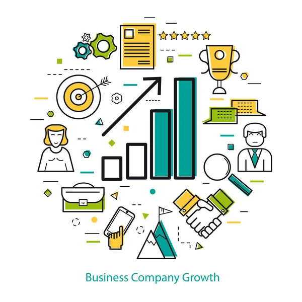 Conceito de Arte de Linha - Crescimento da Empresa de Negócios —  Vetores de Stock