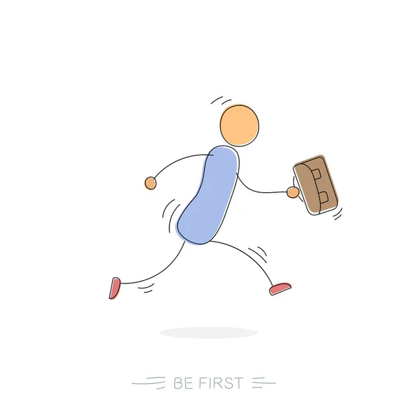 Ser el primero - dibujar hombre corriendo — Vector de stock