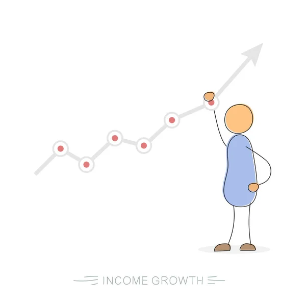 Зростання доходів - малювання людини — стоковий вектор