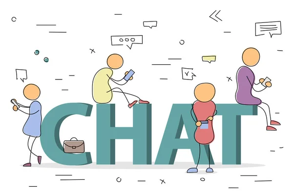 Chat concept - tekening mannen — Stockvector
