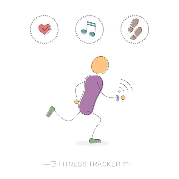 Man running with a fitness tracker — Stock Vector
