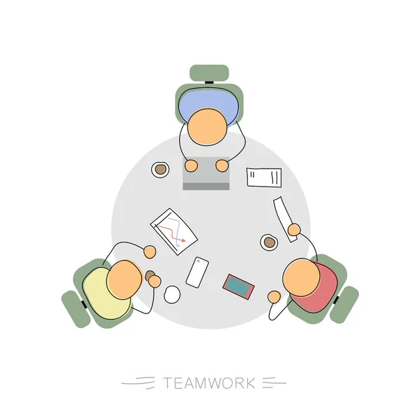 Teamwork at office - drawing man — Stock Vector