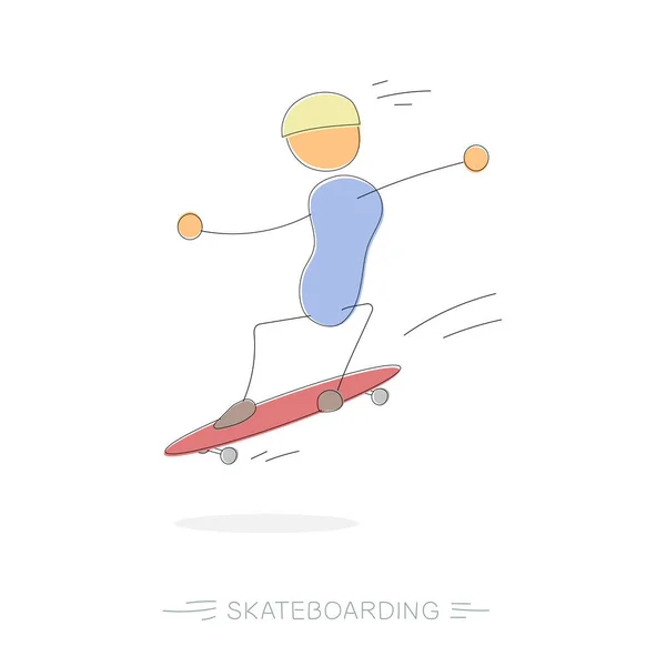 Joven en movimiento skeytboarde — Vector de stock