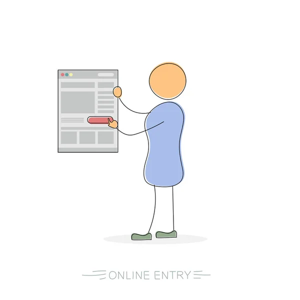 Online entry - tekening van de man — Stockvector