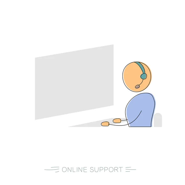 Online support - hand ritning man — Stock vektor