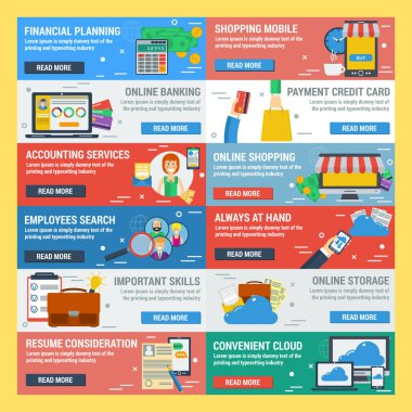 On iki yatay düz afiş - kırmızı, mavi