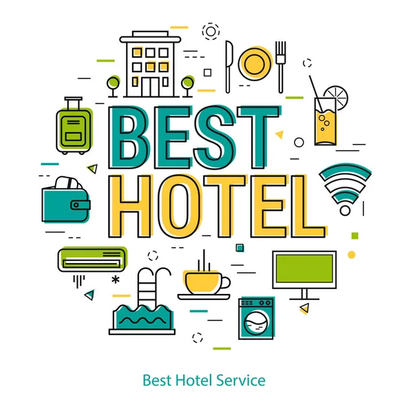 Melhor serviço de hotel - Conceito de linha — Vetor de Stock