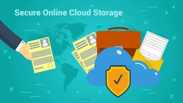 Bannière d'affaires - Stockage en ligne sécurisé dans le cloud — Image vectorielle
