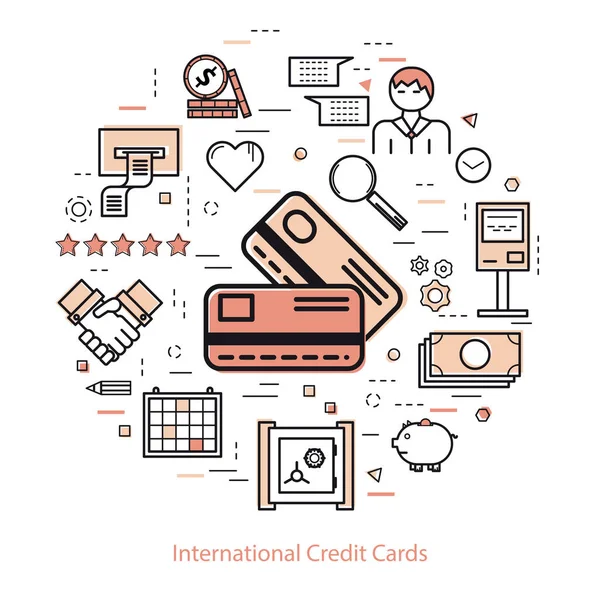 红色国际信用卡 — 图库矢量图片
