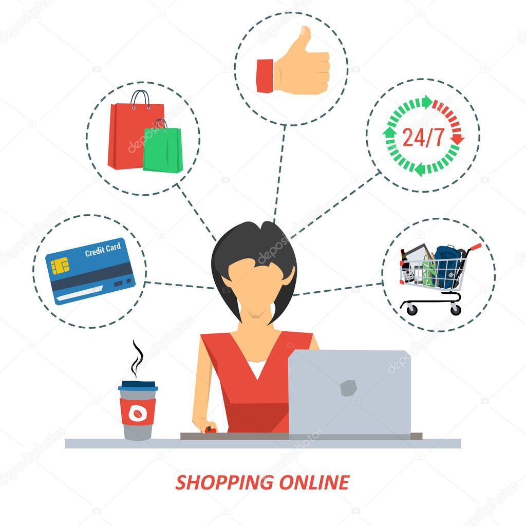 Woman on shopping online