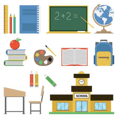 Okul düz beyaz ayarla