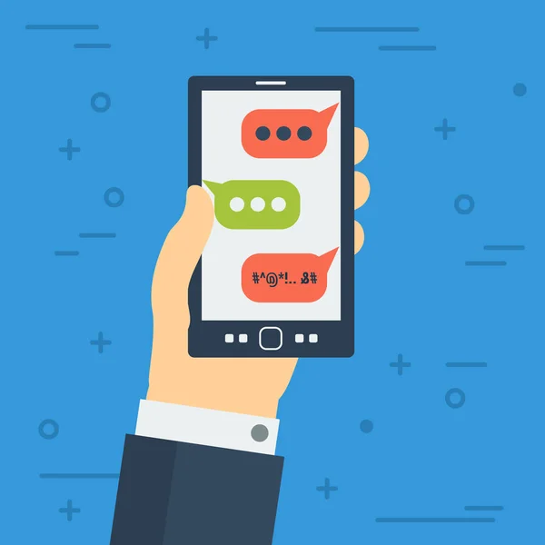 Slechte sms op monitor van mobiele telefoon — Stockvector