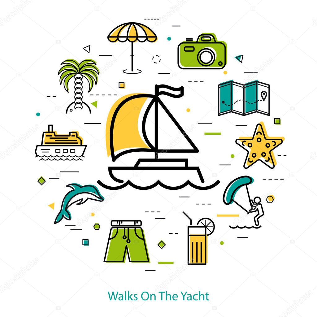 Walks On The Yacht - round line concept