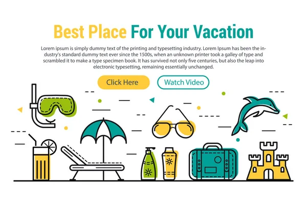 Las mejores vacaciones - encabezado del sitio rectangular — Vector de stock