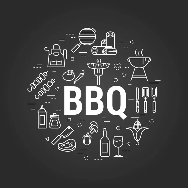 Concepto de barbacoa en negro — Vector de stock