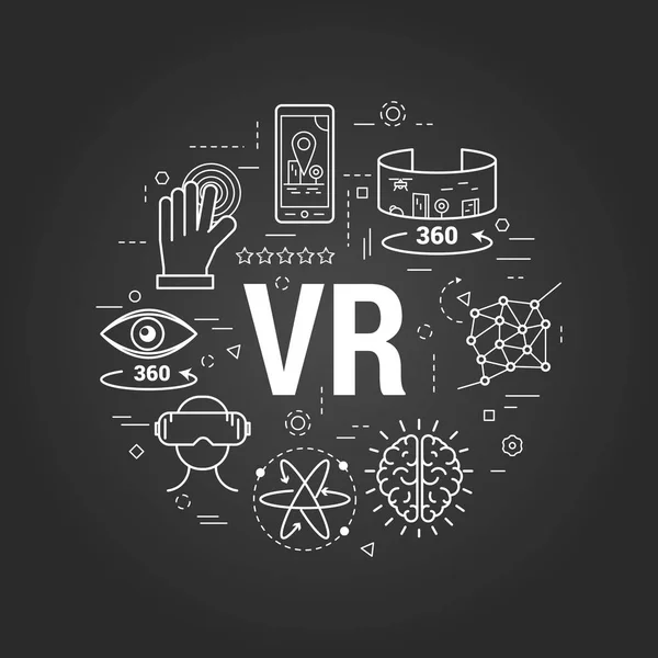 Realtà virtuale sul nero — Vettoriale Stock