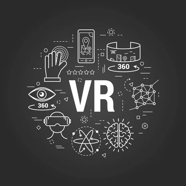 Réalité virtuelle sur noir — Image vectorielle