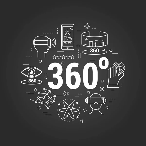 Virtual Reality 360 - on black — Stock Vector