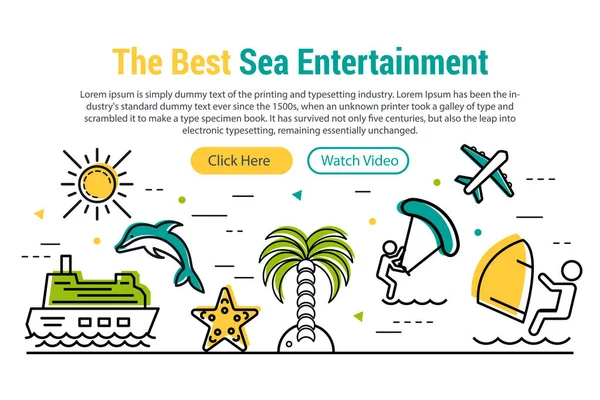 Sea Entertainment - rectangular site header — Stock Vector