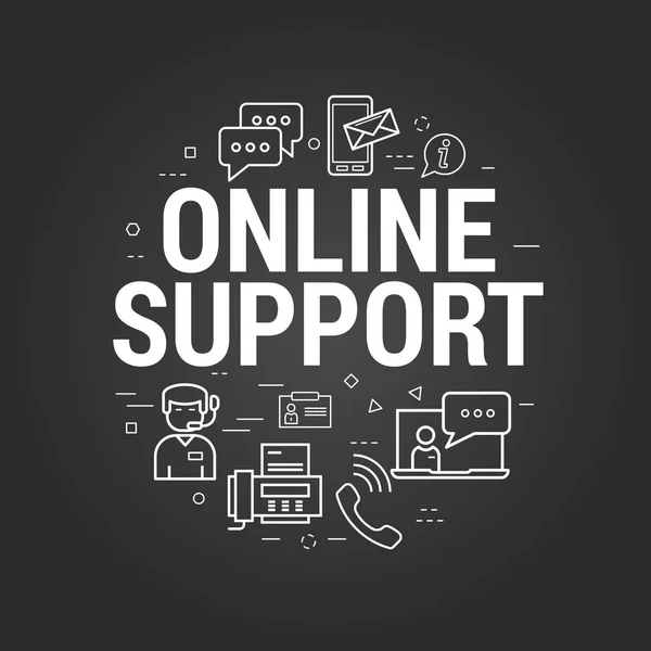黒のオンラインの Computering サポート — ストックベクタ