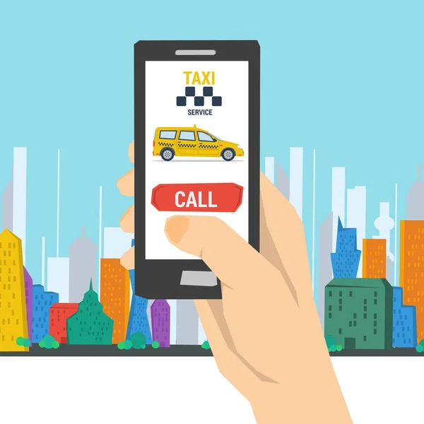 Appel mobile au service de taxi — Image vectorielle