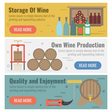 Üç afiş şarap üretimi için