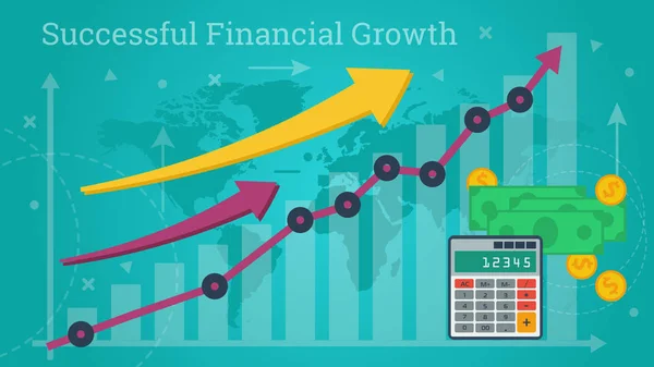 Banner de negócios - Crescimento financeiro bem sucedido — Vetor de Stock