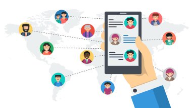 Uzun banner - sosyal ağ smartphone tarafından