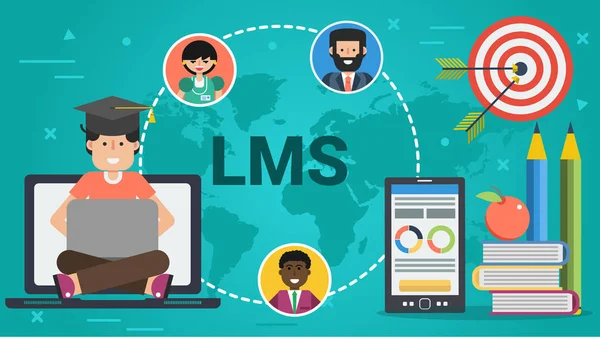 Banner - conceito de LMS — Vetor de Stock