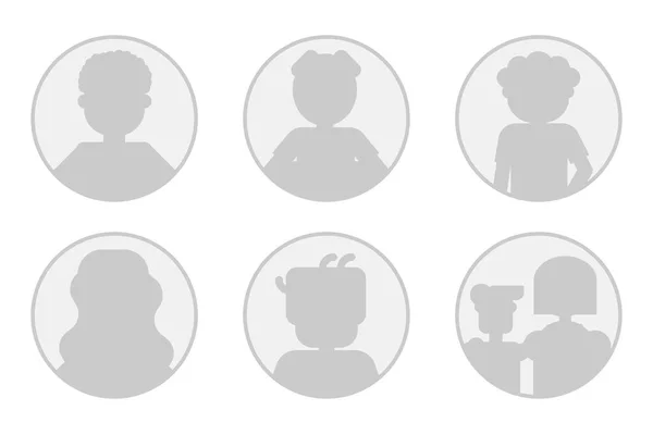 Monochromatický šest avatary - muži, Žena a rodina — Stockový vektor