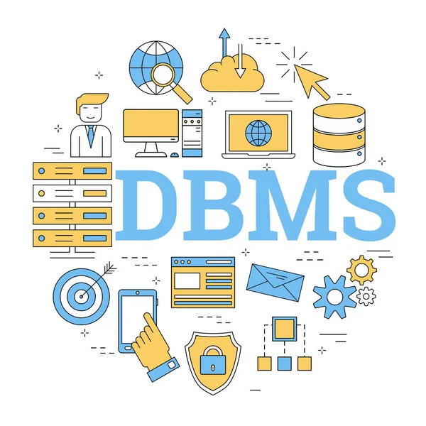 Rund linjära begreppet Dbms — Stock vektor