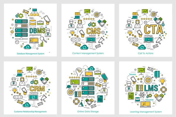 CODING - seis conceptos cuadrados 13-18 — Archivo Imágenes Vectoriales