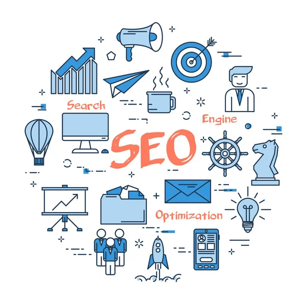 Concept SEO rond bleu — Image vectorielle