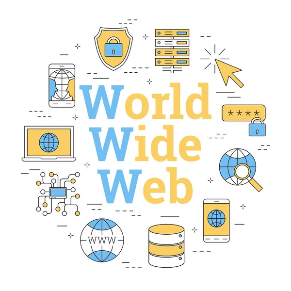 Conceito de linearidade redonda World Wide Web — Vetor de Stock