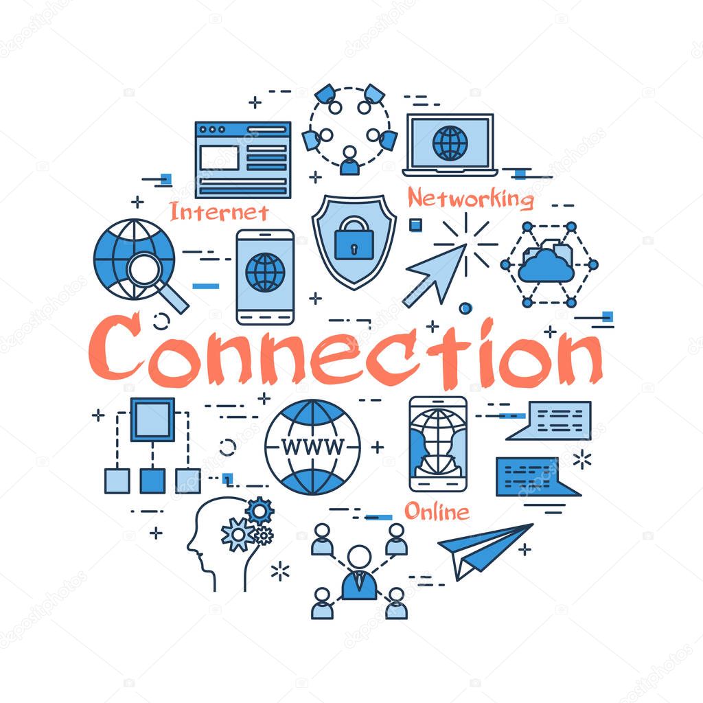Blue round CONNECTION concept
