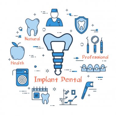 Yuvarlak kavramı mavi - Implant diş