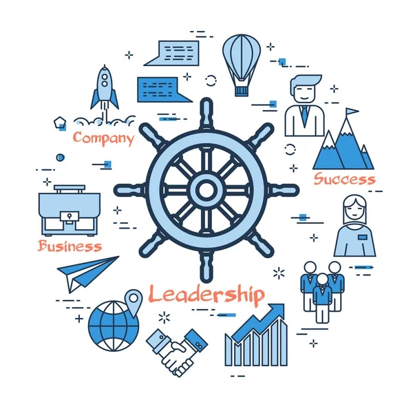 Ronde lineaire concept van leiderschap — Stockvector