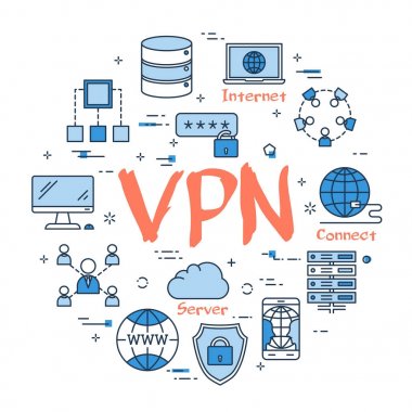 Yuvarlak Vpn kavramı mavi