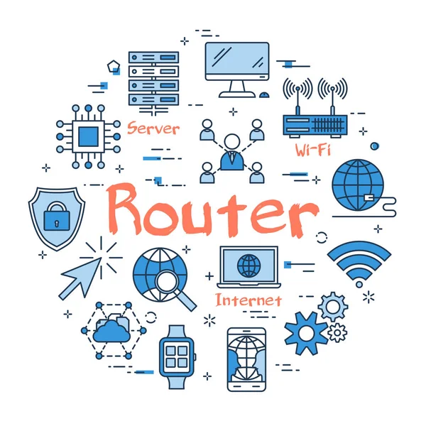 Modré kulaté Router koncept — Stockový vektor