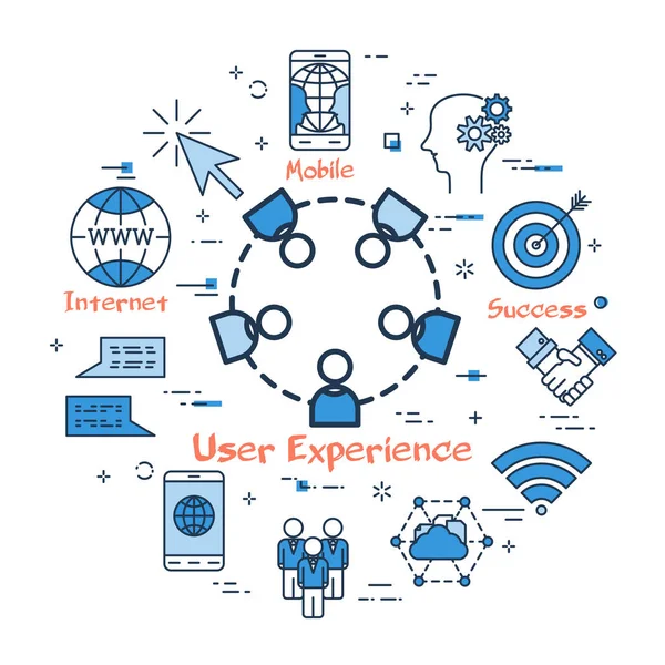 Conceito redondo azul - Experiência do usuário —  Vetores de Stock