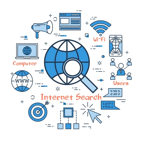 Синій круглі концепт - пошук в Інтернеті — стоковий вектор
