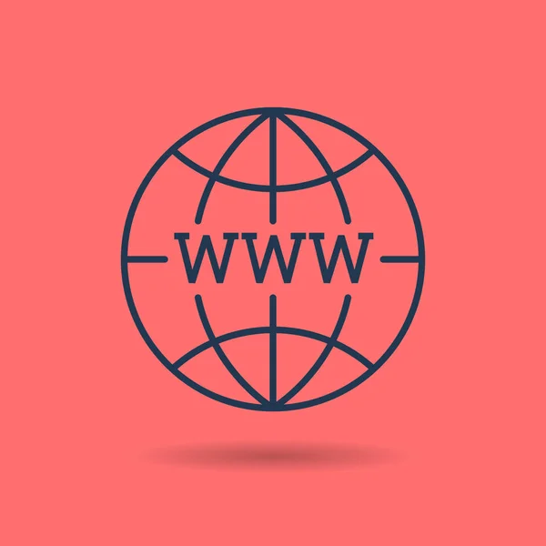 Icono lineal de WWW en el mundo — Vector de stock