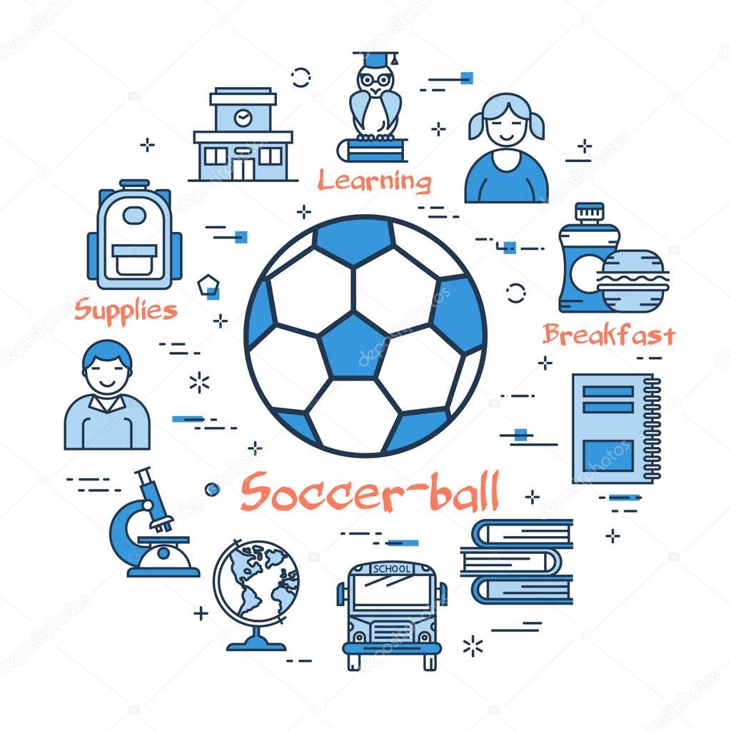 Blue round Soccer Ball concept