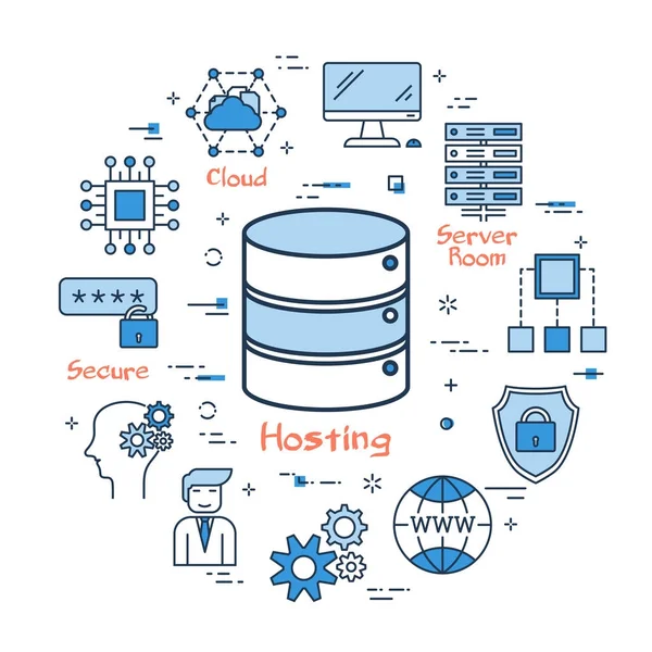 Hosting Internet e archiviazione sicura dei file — Vettoriale Stock